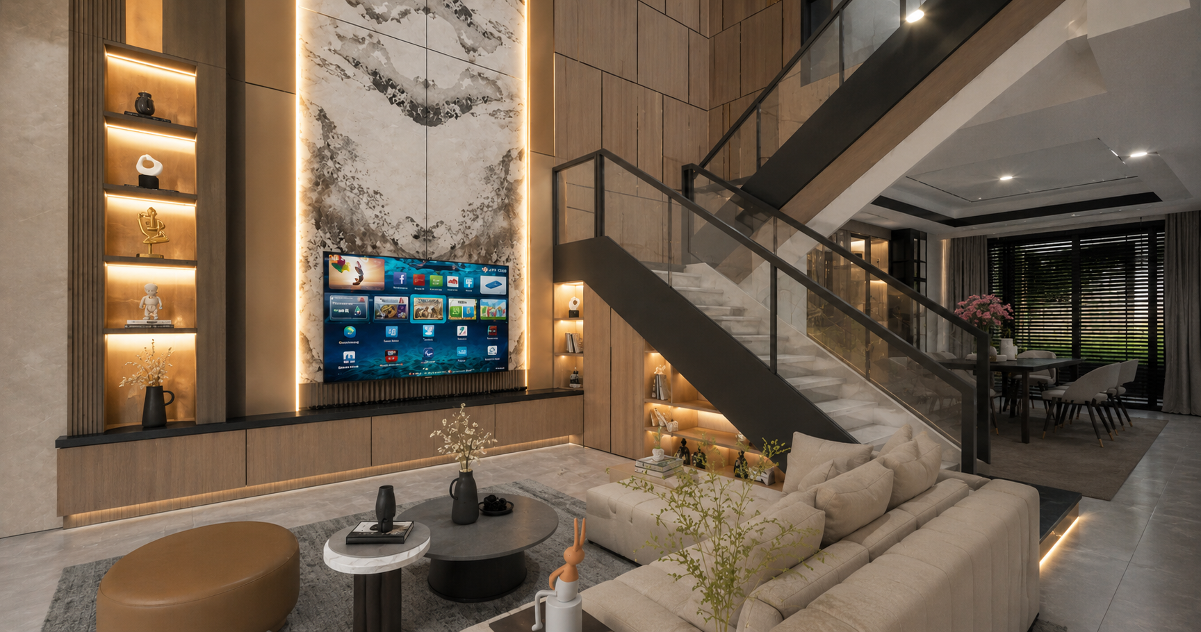 Desain Interior Ruang Tamu & Ruang Keluarga Modern