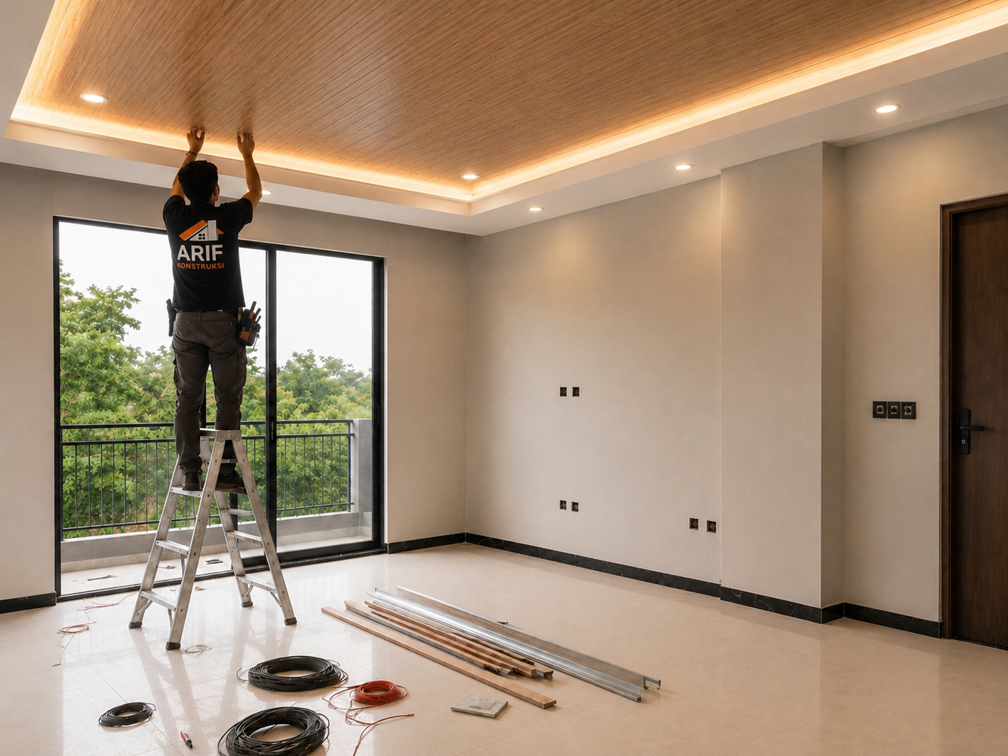 Pemasangan Plafon PVC Motif Kayu untuk Rumah di Tebet, Jakarta Selatan