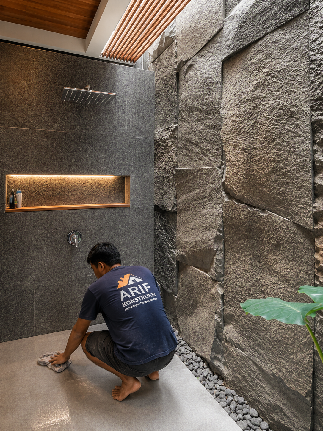 Pemasangan Batu Alam Dinding Fasad Rumah di Tangerang – Natural & Elegan
