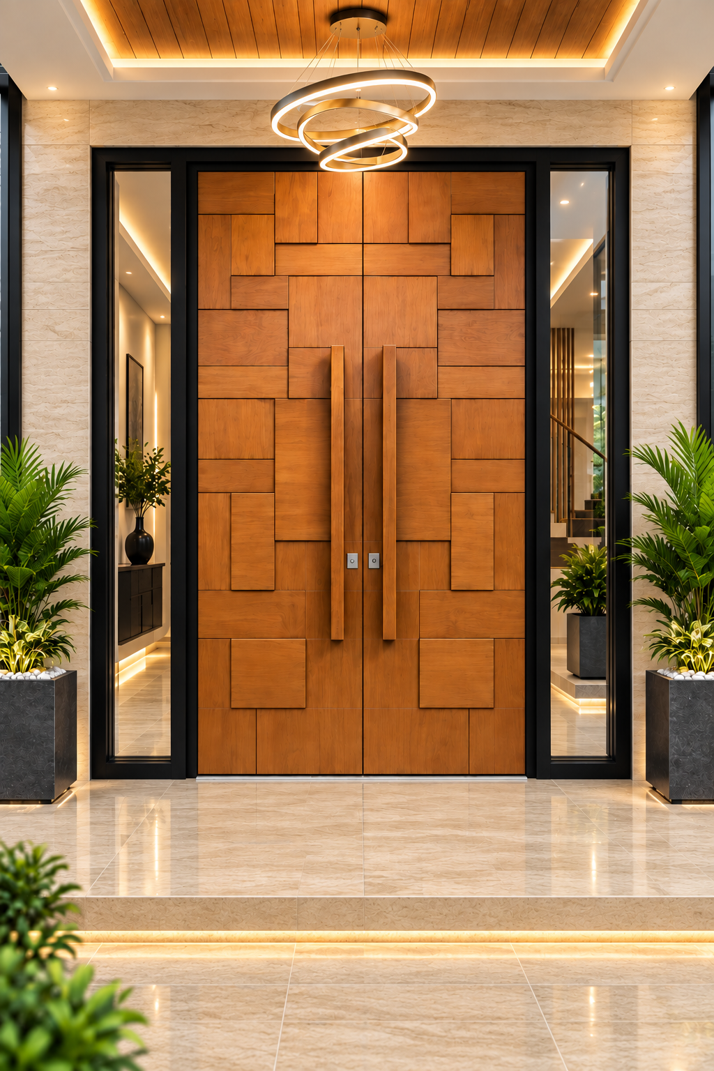 Jasa Pembuatan Pintu Utama Kayu Custom Modern di Bekasi Timur